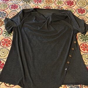 Charcoal Button-Detail Women's Top